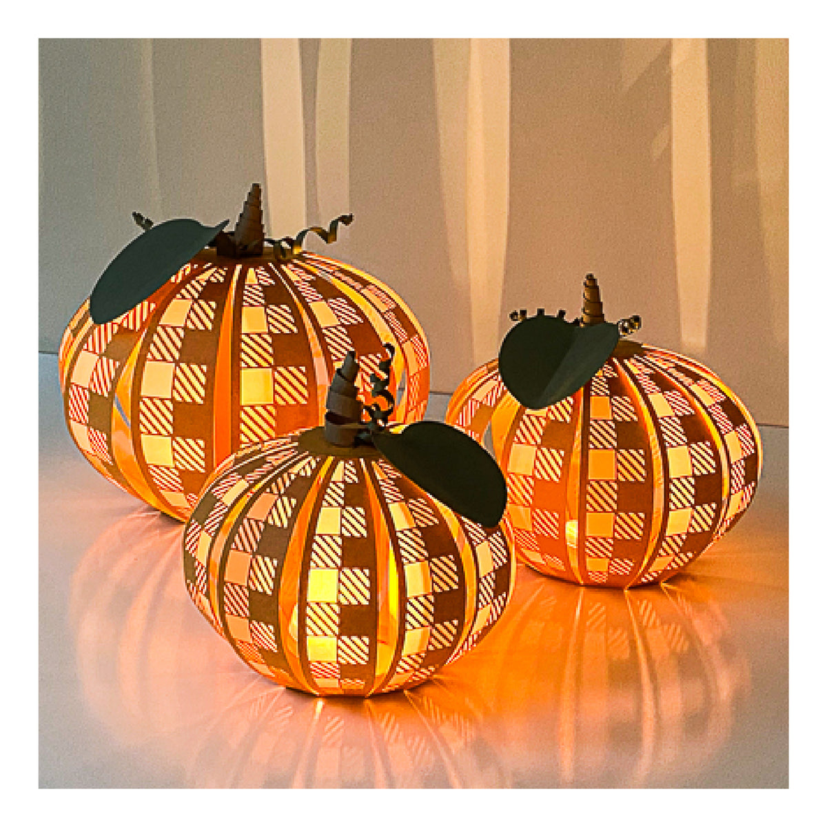 3D Paper Pumpkin SVG – Plaid Design | Digital Download