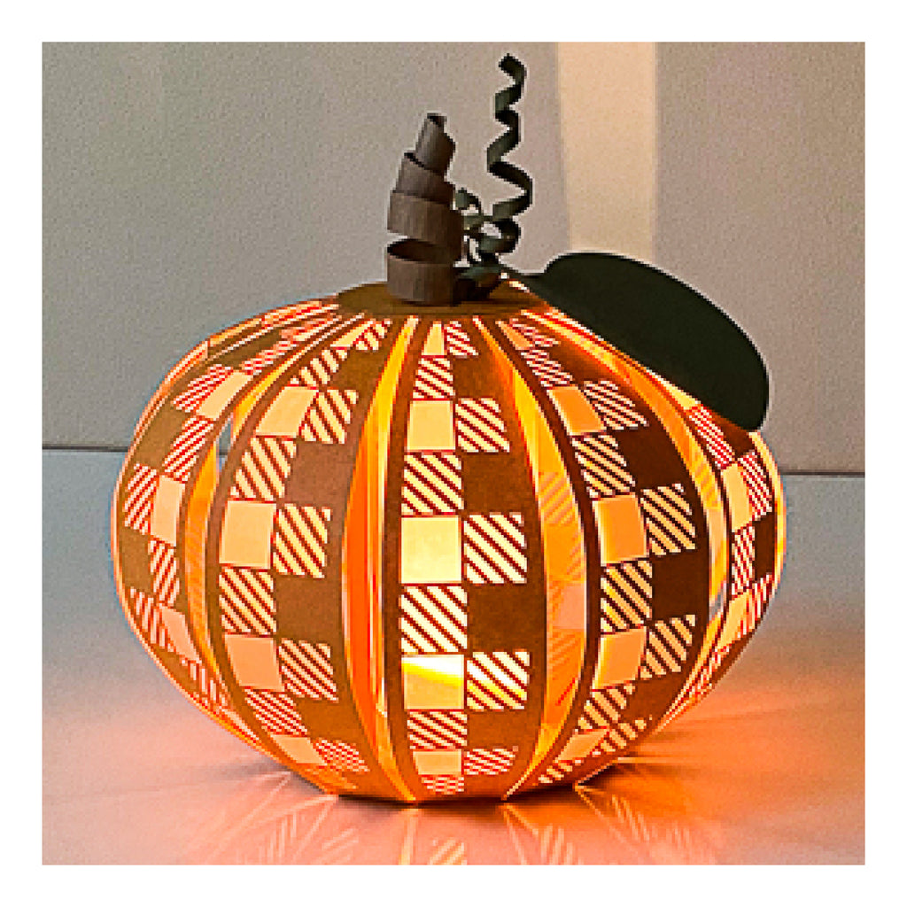 3D Paper Pumpkin SVG – Plaid Design | Digital Download