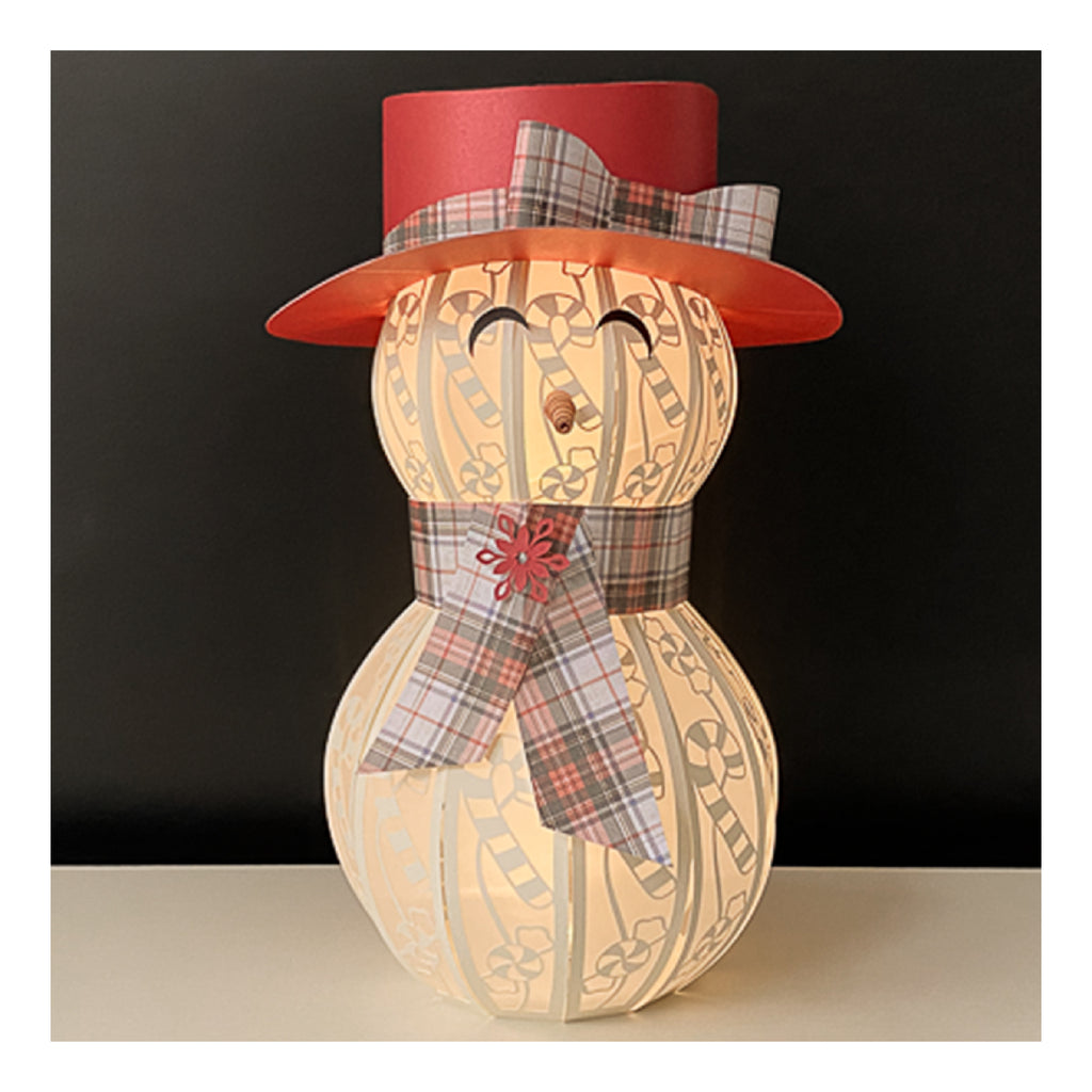 3D Paper Snowman SVG – Candy Cane Design | Digital Download