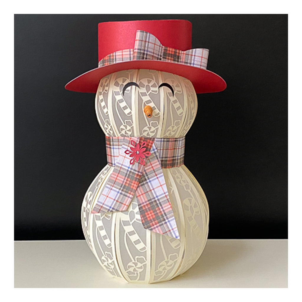 3D Paper Snowman SVG – Candy Cane Design | Digital Download