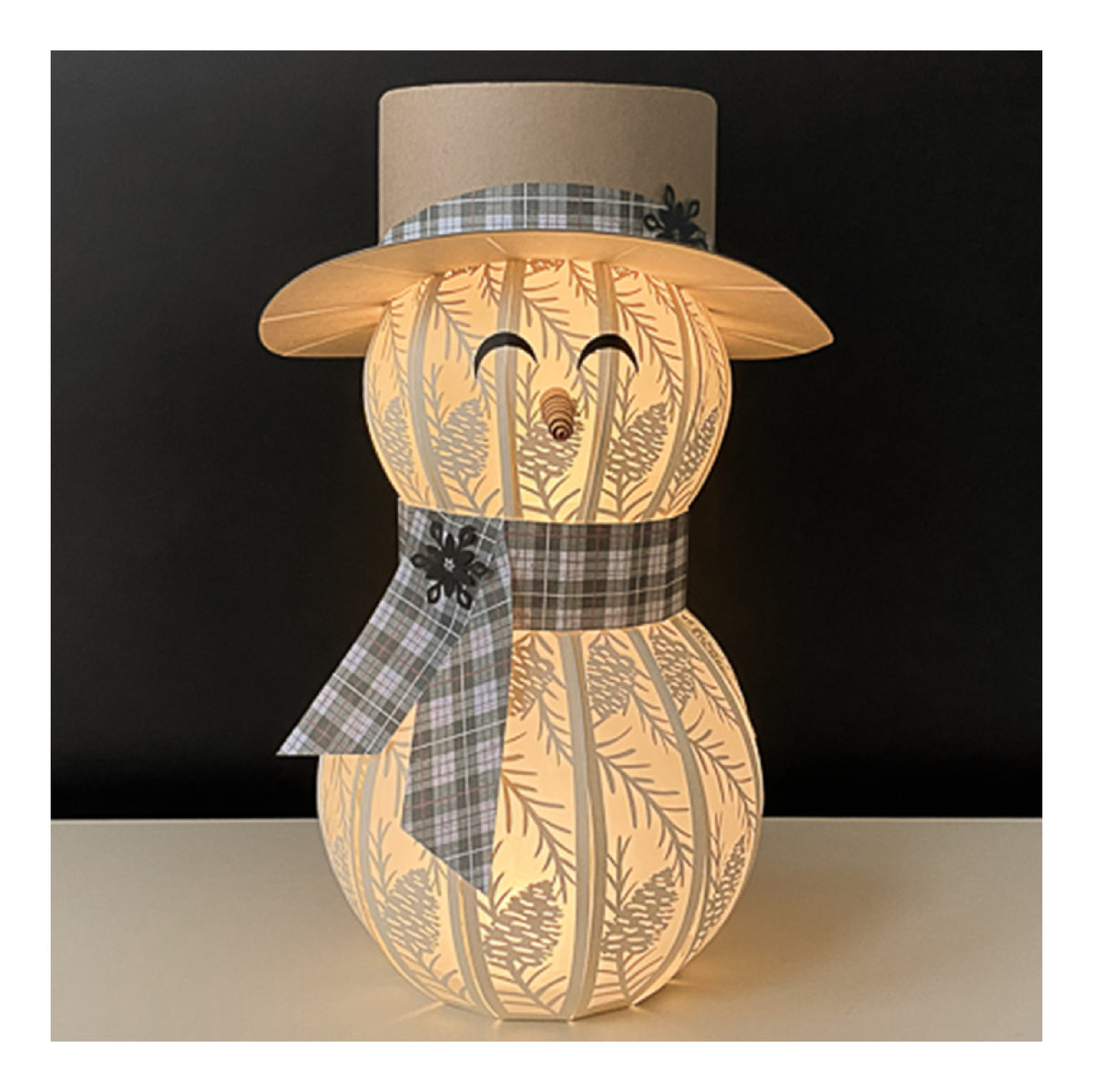 3D Paper Snowman SVG – Pine Branch Design | Digital Download